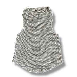 Free People Timber Knit Cowl Neck Tank Top Women’s Medium Black White Sleeveless